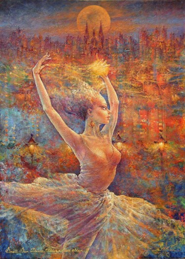 The Dance of the Little Sun under the Full Moon Painting titled "The Dance of the Li…" by Kot Valeriy, Original Art, Oil