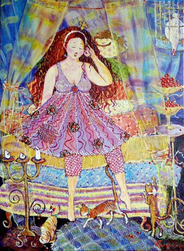 Painting titled "Réveil de la prince…" by Elena  Koupaliantz, Original Artwork, Acrylic