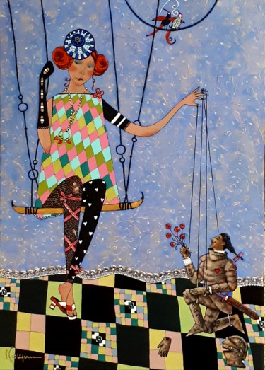 Peinture intitulée "Le jeu" par Elena  Koupaliantz, Œuvre d'art originale, Huile