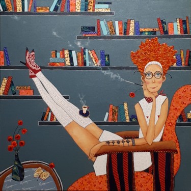 Картина под названием "Café noir" - Elena  Koupaliantz, Подлинное произведение искусства, Масло