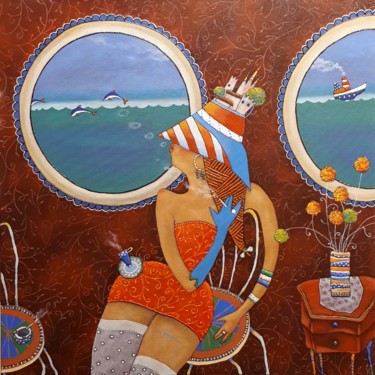 Painting titled "Croisière en amoure…" by Elena  Koupaliantz, Original Artwork, Oil