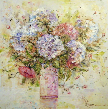 Peinture intitulée "Bouquet d'hortensia" par Elena  Koupaliantz, Œuvre d'art originale, Acrylique
