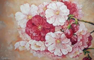 Peinture intitulée "Fleurs de Sakura" par Elena  Koupaliantz, Œuvre d'art originale, Acrylique