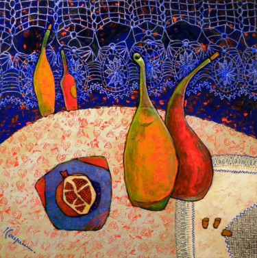 Peinture intitulée "Saison des grenades" par Elena  Koupaliantz, Œuvre d'art originale, Acrylique