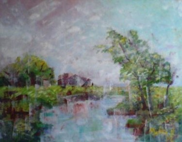 Peinture intitulée "paysage" par Malika Kouskoussa Née Nekkache, Œuvre d'art originale