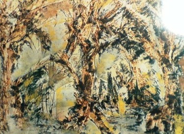 Peinture intitulée "arbres" par Malika Kouskoussa Née Nekkache, Œuvre d'art originale