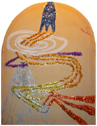Malerei mit dem Titel "Vase aztèque" von Koutsandréou Georges, Original-Kunstwerk, Acryl