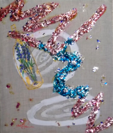 Peinture intitulée "Iris bleus" par Koutsandréou Georges, Œuvre d'art originale, Autre