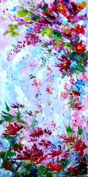 Schilderij getiteld "Flowers field" door Anna Brigitta Kovacs (KAB), Origineel Kunstwerk, Acryl