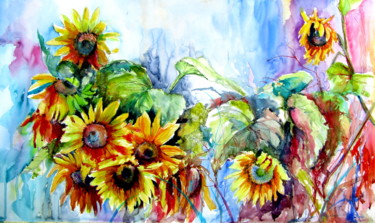 Painting titled "Colorful life with…" by Anna Brigitta Kovacs (KAB), Original Artwork, Watercolor