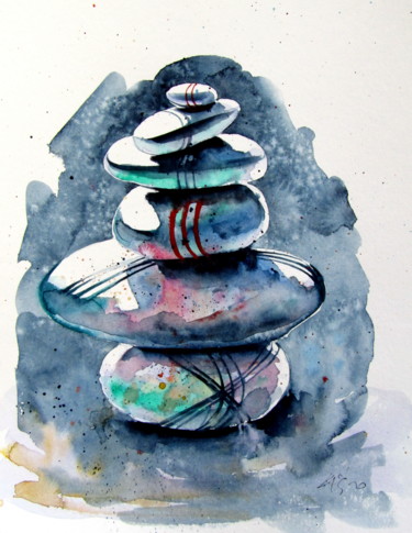 Peinture intitulée "Balance II" par Anna Brigitta Kovacs (KAB), Œuvre d'art originale, Aquarelle