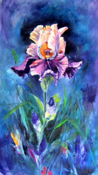 Malerei mit dem Titel "Purple lily" von Anna Brigitta Kovacs (KAB), Original-Kunstwerk, Öl