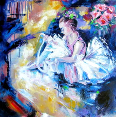 Peinture intitulée "Little ballerina wi…" par Anna Brigitta Kovacs (KAB), Œuvre d'art originale, Huile