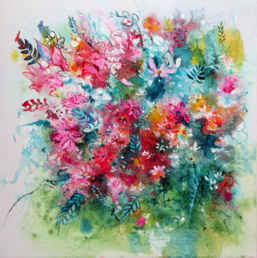 Картина под названием "Autumn flowers" - Anna Brigitta Kovacs (KAB), Подлинное произведение искусства, Акварель