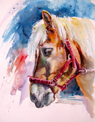 Schilderij getiteld "Horse" door Anna Brigitta Kovacs (KAB), Origineel Kunstwerk, Aquarel