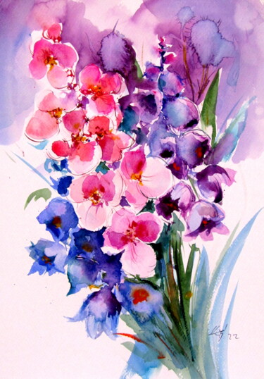 Painting titled "Some wildflowers" by Anna Brigitta Kovacs (KAB), Original Artwork, Watercolor