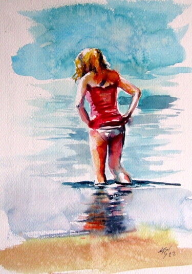 Pintura titulada "Girl in water" por Anna Brigitta Kovacs (KAB), Obra de arte original, Acuarela