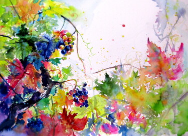 Картина под названием "Lovely autumn - gra…" - Anna Brigitta Kovacs (KAB), Подлинное произведение искусства, Акварель