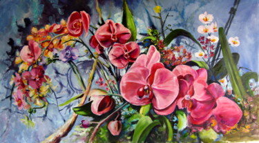 Pittura intitolato "Orchidea" da Anna Brigitta Kovacs (KAB), Opera d'arte originale, Olio
