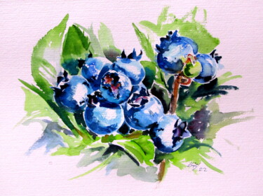Malerei mit dem Titel "Blueberry" von Anna Brigitta Kovacs (KAB), Original-Kunstwerk, Aquarell