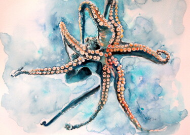 Malerei mit dem Titel "Octopus" von Anna Brigitta Kovacs (KAB), Original-Kunstwerk, Aquarell