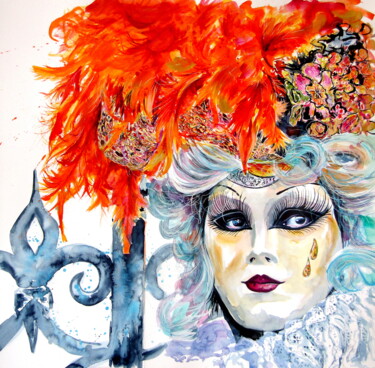 Pittura intitolato "Carnival of Venice" da Anna Brigitta Kovacs (KAB), Opera d'arte originale, Acquarello