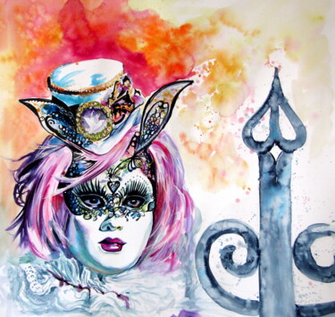 Painting titled "Carnival of Venice…" by Anna Brigitta Kovacs (KAB), Original Artwork, Watercolor