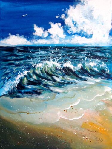 Malerei mit dem Titel "Waves on the sea" von Anna Brigitta Kovacs (KAB), Original-Kunstwerk, Acryl