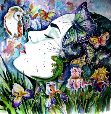 Ζωγραφική με τίτλο "Soul and dreams" από Anna Brigitta Kovacs (KAB), Αυθεντικά έργα τέχνης, Ακουαρέλα