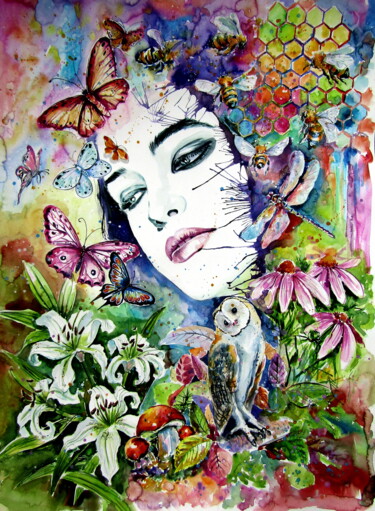 Картина под названием "Soul and dreams II" - Anna Brigitta Kovacs (KAB), Подлинное произведение искусства, Акварель