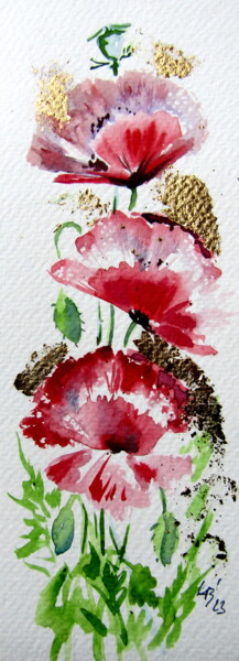 Painting titled "Sweet poppies with…" by Anna Brigitta Kovacs (KAB), Original Artwork, Watercolor