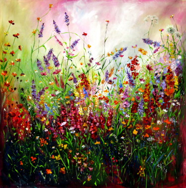 Painting titled "Happy wildflowers f…" by Anna Brigitta Kovacs (KAB), Original Artwork, Acrylic