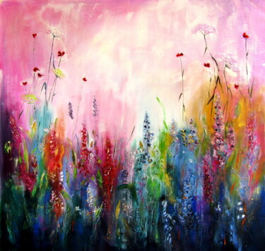 Painting titled "Happy wildflowers f…" by Anna Brigitta Kovacs (KAB), Original Artwork, Acrylic