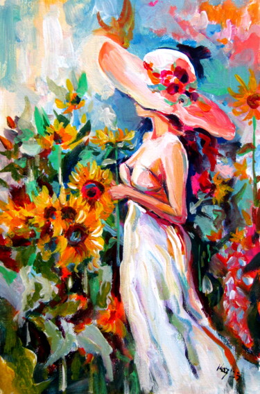 Painting titled "Summer on the flora…" by Anna Brigitta Kovacs (KAB), Original Artwork, Acrylic