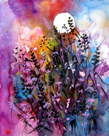 Картина под названием "Autumn wildflowers" - Anna Brigitta Kovacs (KAB), Подлинное произведение искусства, Акварель