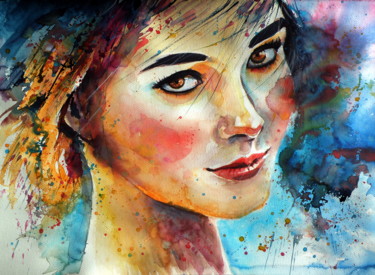 Malerei mit dem Titel "Emma" von Anna Brigitta Kovacs (KAB), Original-Kunstwerk, Aquarell