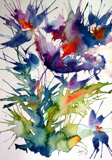"Flowers" başlıklı Tablo Anna Brigitta Kovacs (KAB) tarafından, Orijinal sanat, Suluboya