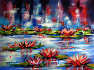 Painting titled "Water lily" by Anna Brigitta Kovacs (KAB), Original Artwork, Acrylic
