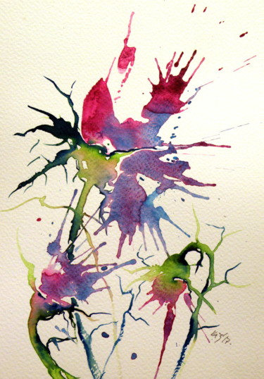 Peinture intitulée "Flowers" par Anna Brigitta Kovacs (KAB), Œuvre d'art originale, Aquarelle