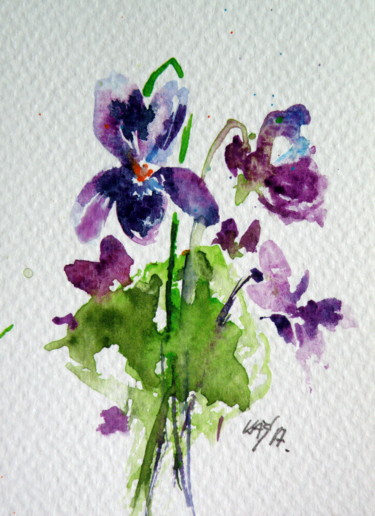 Картина под названием "Violet" - Anna Brigitta Kovacs (KAB), Подлинное произведение искусства, Акварель