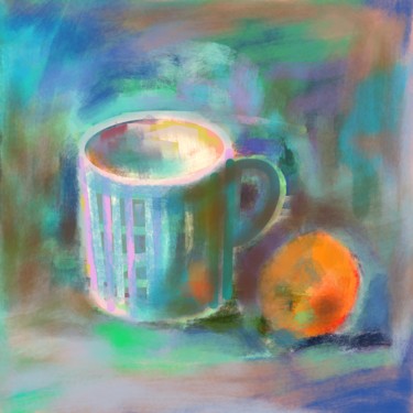Digital Arts titled "Blue mug and ripe a…" by Kovalen, Original Artwork, Digital Painting