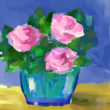 Цифровое искусство под названием "Pink roses." - Kovalen, Подлинное произведение искусства, 2D Цифровая Работа