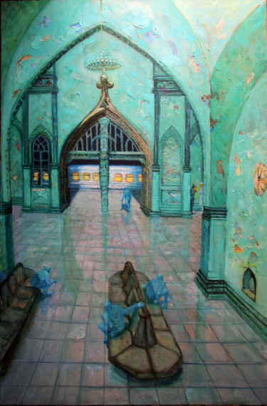 Malarstwo zatytułowany „Ночной вокзал” autorstwa Владимир Коваленко, Oryginalna praca, Olej