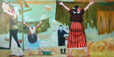 Painting titled "Я закрою твое небо" by Vladimir Kovalenko, Original Artwork, Oil
