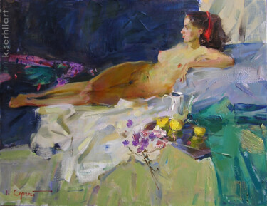 Painting titled "Nude" by Serhii Kovalenko, Original Artwork, Oil