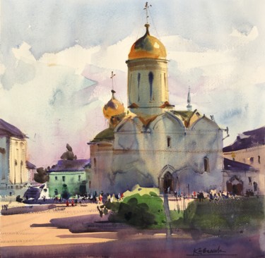 Painting titled ""Trinity Cathedral…" by Andrei Kovalik, Original Artwork, Watercolor