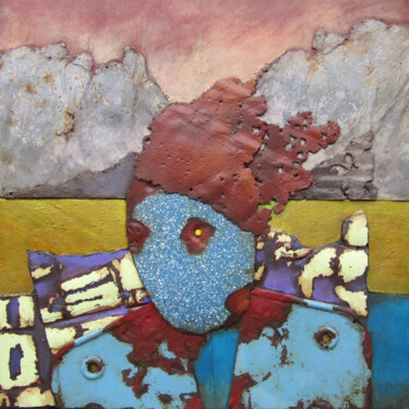 Collages titled "B19 - 50 x 50 cm" by Kovel, Original Artwork, Collages Mounted on Wood Panel