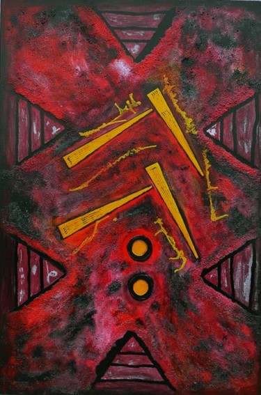 Painting titled "LES CHEVRONS" by Kowalski, Original Artwork, Oil