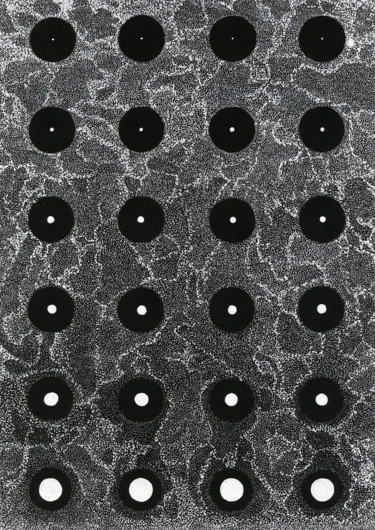 Dotwork-7 Desenho intitulada "Dotwork-7" por Alex Vb, Obras de arte originais, Tinta Montado em Painel de madeira