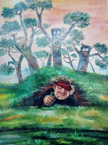 Картина под названием ""Уединение"" - Вячеслав Доцоев, Подлинное произведение искусства, Масло